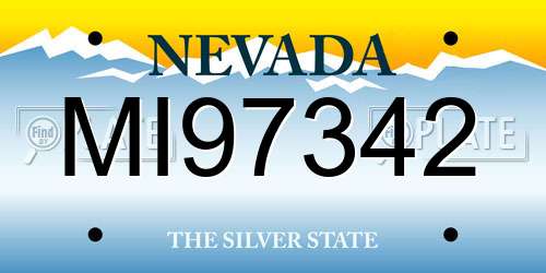 MI97342 Nevada License Plate