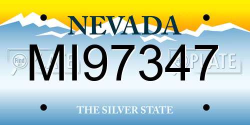 MI97347 Nevada License Plate