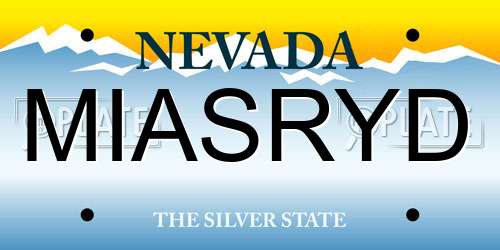 MIASRYD Nevada License Plate