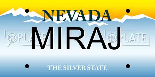MIRAJ Nevada License Plate