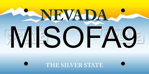 MISOFA9 Nevada License Plate