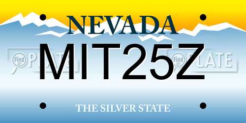 MIT25Z Nevada License Plate