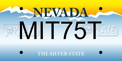 MIT75T Nevada License Plate
