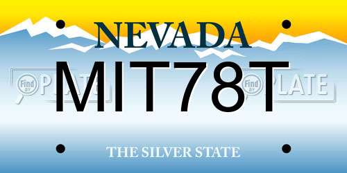 MIT78T Nevada License Plate