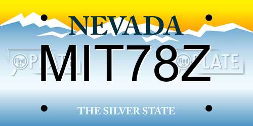 MIT78Z Nevada License Plate