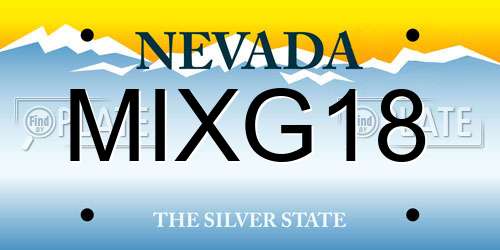 MIXG18 Nevada License Plate