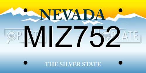 MIZ752 Nevada License Plate
