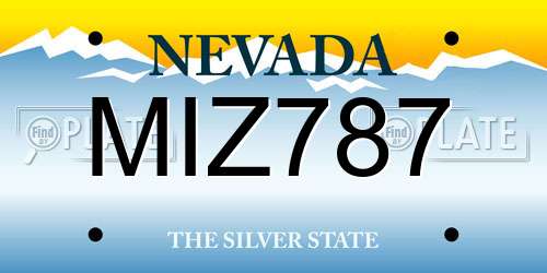 MIZ787 Nevada License Plate