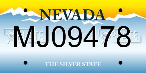 MJ09478 Nevada License Plate