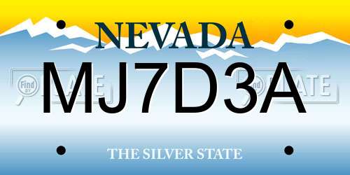 MJ7D3A Nevada License Plate