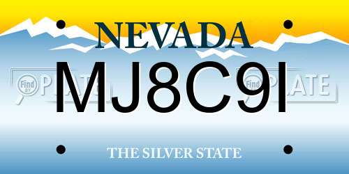 MJ8C9I Nevada License Plate