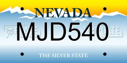 MJD540 Nevada License Plate