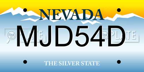 MJD54D Nevada License Plate