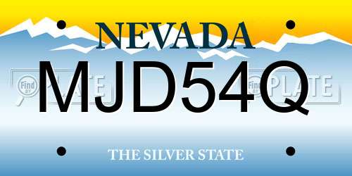 MJD54Q Nevada License Plate