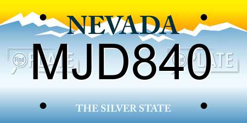 MJD840 Nevada License Plate