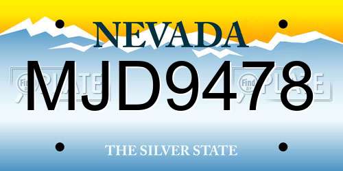 MJD9478 Nevada License Plate