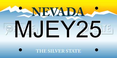 MJEY25 Nevada License Plate