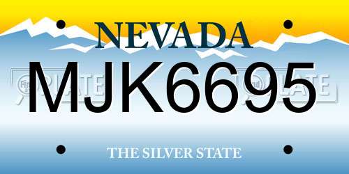 MJK6695 Nevada License Plate