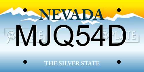 MJQ54D Nevada License Plate