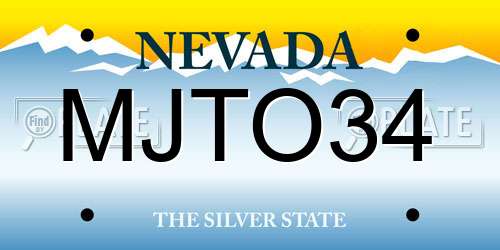 MJTO34 Nevada License Plate