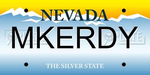 MKERDY Nevada License Plate
