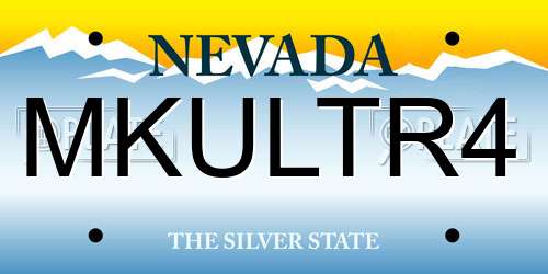 MKULTR4 Nevada License Plate