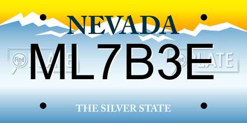 ML7B3E Nevada License Plate