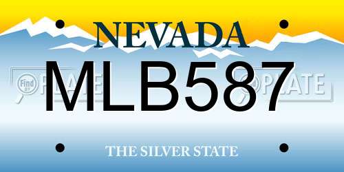 MLB587 Nevada License Plate