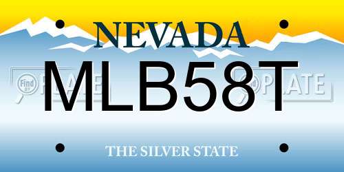 MLB58T Nevada License Plate