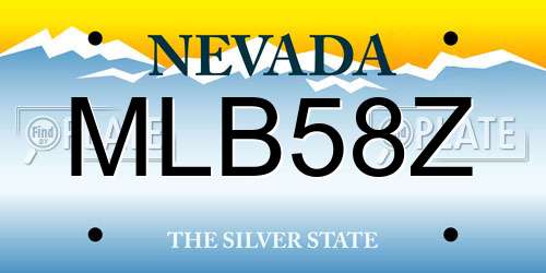MLB58Z Nevada License Plate