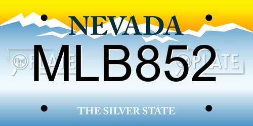 MLB852 Nevada License Plate