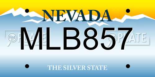MLB857 Nevada License Plate