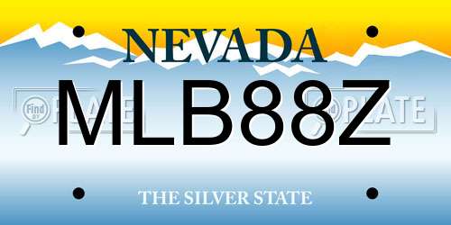 MLB88Z Nevada License Plate