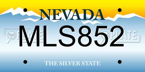 MLS852 Nevada License Plate