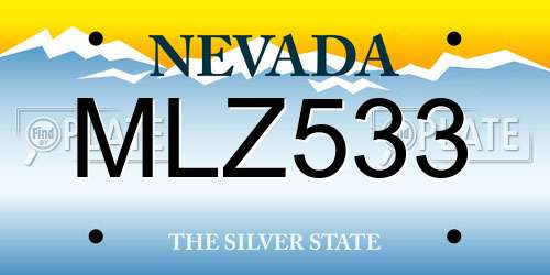 MLZ533 Nevada License Plate
