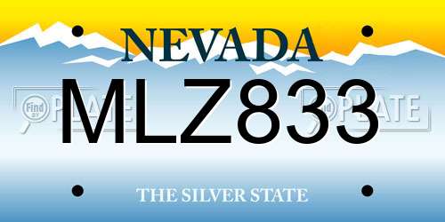 MLZ833 Nevada License Plate