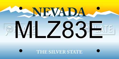 MLZ83E Nevada License Plate