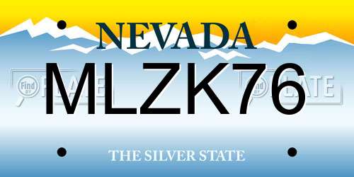 MLZK76 Nevada License Plate
