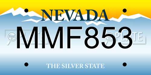 MMF853 Nevada License Plate