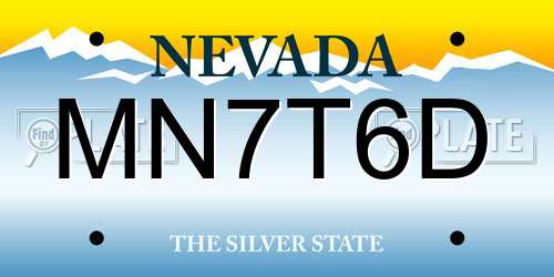 MN7T6D Nevada License Plate