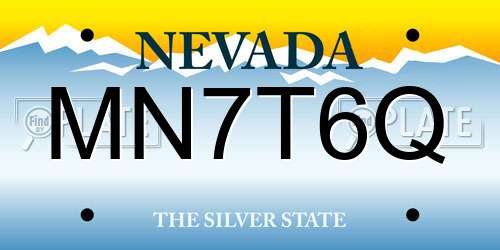 MN7T6Q Nevada License Plate
