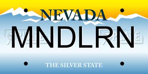 MNDLRN Nevada License Plate