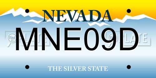 MNE09D Nevada License Plate