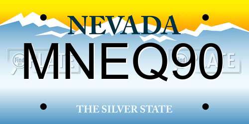 MNEQ90 Nevada License Plate