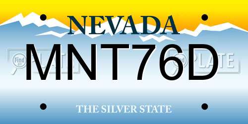 MNT76D Nevada License Plate