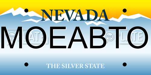MOEABTO Nevada License Plate