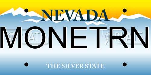 MONETRN Nevada License Plate