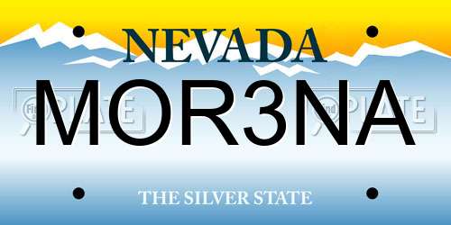 MOR3NA Nevada License Plate