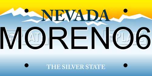 MORENO6 Nevada License Plate