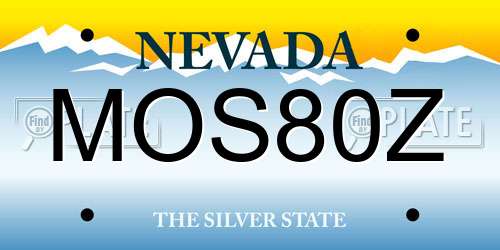 MOS80Z Nevada License Plate